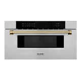 ZLINE Autograph Edition 30 in. 1.2 cu. ft. Built-In Microwave Drawer in Stainless Steel with Champagne Bronze Accents (MWDZ-30-CB)