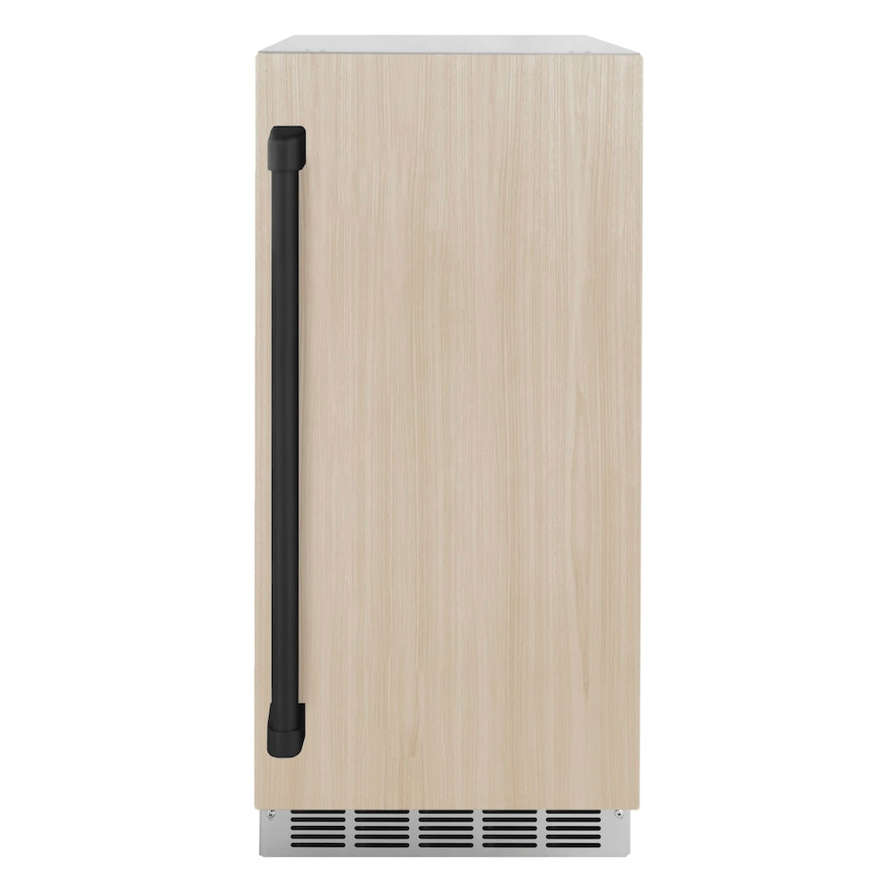 ZLINE Autograph Edition 15 in. Touchstone Clear Cube Ice Maker with Drain Pump and Panel Ready Door with Matte Black Handle (ICCDPZ-15-MB)