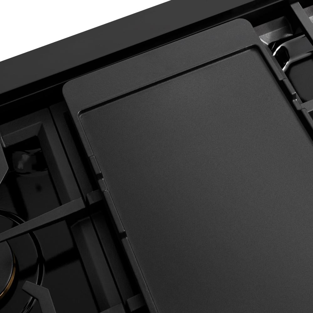 ZLINE Autograph Edition 48 in. Paramount Gas Rangetop with 8 Burners and Porcelain Cooktop in Black Stainless Steel with Champagne Bronze Accents (SRTBZ-48-CB)