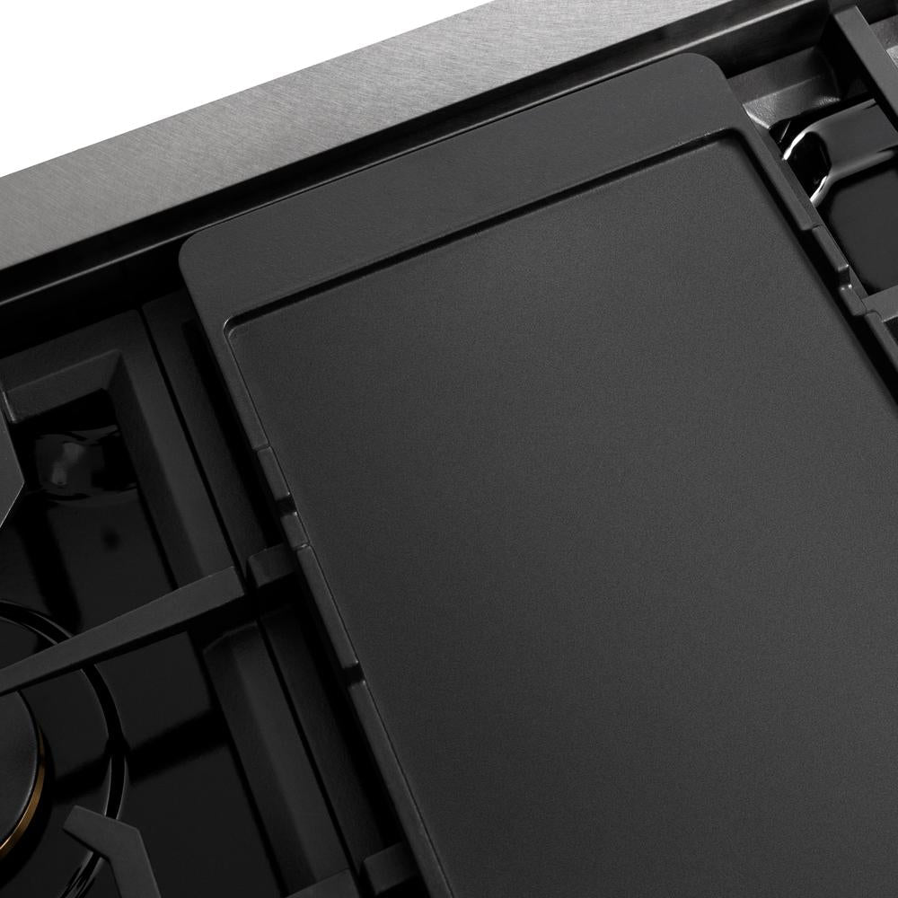 ZLINE Autograph Edition 48 in. Paramount Gas Rangetop with 8 Burners and Porcelain Cooktop in DuraSnow® Stainless Steel with Matte Black Accents (SRTSZ-48-MB)