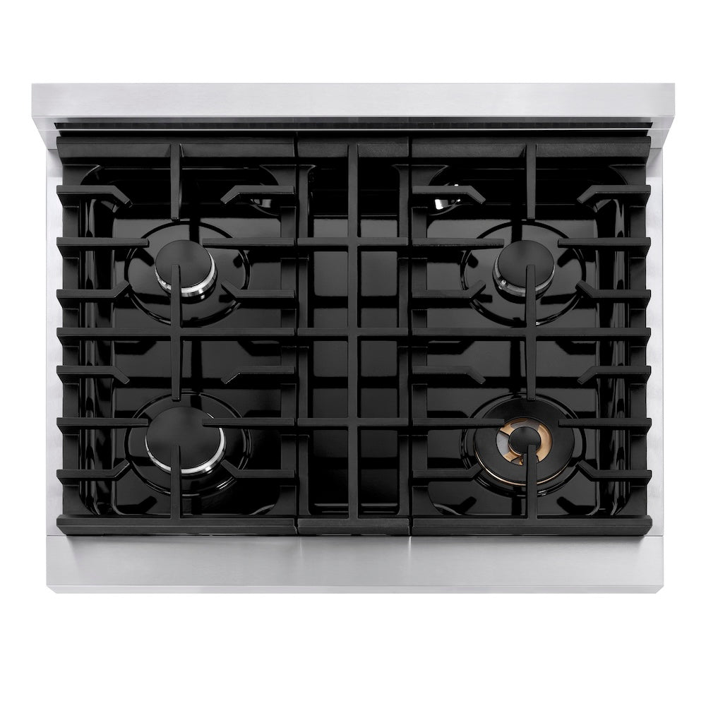 ZLINE 30 in. Paramount Gas Rangetop with 4 Burners and Porcelain Cooktop in Stainless Steel (SRT30)