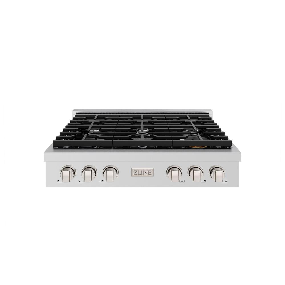 ZLINE 36 in. Paramount Gas Rangetop with 6 Burners and Porcelain Cooktop in Stainless Steel (SRT36)
