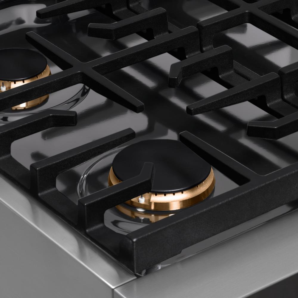 ZLINE Autograph Edition 30 in. Paramount Gas Rangetop with 4 Burners and Porcelain Cooktop in Stainless Steel with Matte Black Accents (SRTZ-30-MB)