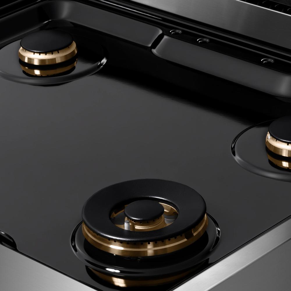 ZLINE Autograph Edition 30 in. Paramount Gas Rangetop with 4 Burners and Porcelain Cooktop in Stainless Steel with Matte Black Accents (SRTZ-30-MB)