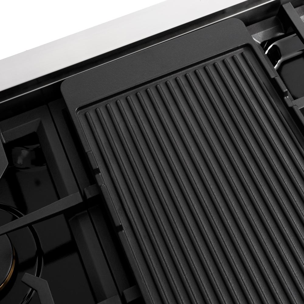 ZLINE Autograph Edition 48 in. Paramount Gas Rangetop with 8 Burners and Porcelain Cooktop in Stainless Steel with Polished Gold Accents (SRTZ-48-G)