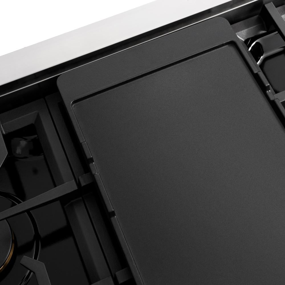 ZLINE Autograph Edition 48 in. Paramount Gas Rangetop with 8 Burners and Porcelain Cooktop in Stainless Steel with Matte Black Accents (SRTZ-48-MB)