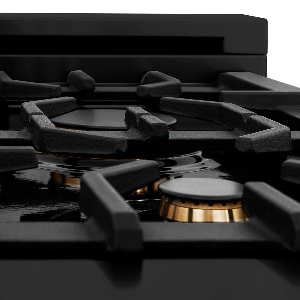 ZLINE Autograph Edition 36 in. Legacy Gas Rangetop with 6 Burners and Porcelain Cooktop in Black Stainless Steel with Polished Gold Accents (RTBZ-36-G)