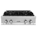 ZLINE 30 in. Porcelain Rangetop in DuraSnow® Stainless Steel with 4 Gas Burners (RTS-30)