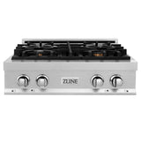 ZLINE 30 in. Porcelain Rangetop in DuraSnow® Stainless Steel with 4 Gas Brass Burners (RTS-BR-30)