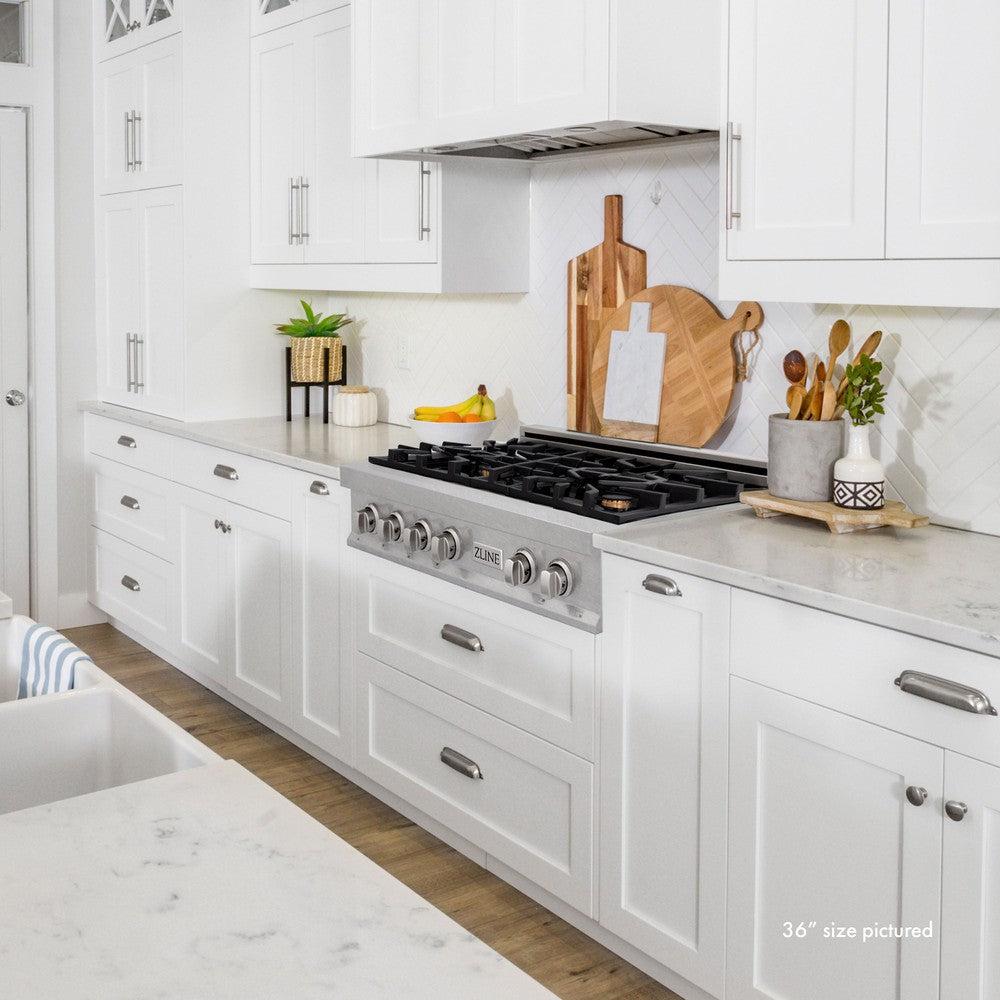 ZLINE 30 in. Porcelain Rangetop in DuraSnow® Stainless Steel with 4 Gas Brass Burners (RTS-BR-30)