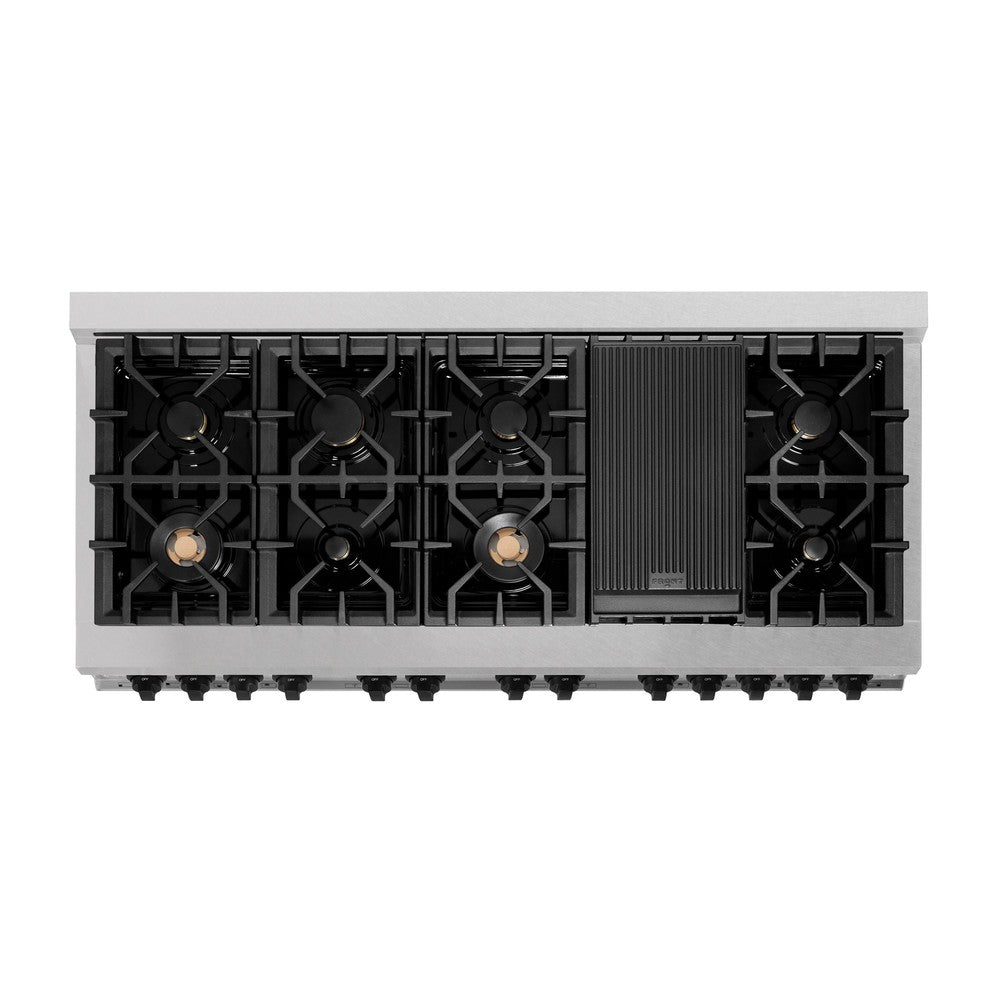 ZLINE Autograph Edition 60 in. 7.4 cu. ft. Legacy Dual Fuel Range with 9 Burner Gas Cooktop and 2 Electric Convection Ovens in DuraSnow® Stainless Steel and Matte Black Accents (RASZ-SN-60-MB)