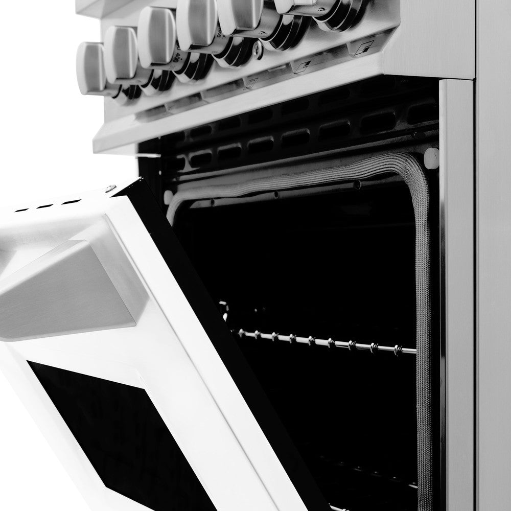 ZLINE 24 in. 2.8 cu. ft. Legacy Dual Fuel Range with 4 Burner Gas Cooktop and Electric Convection Oven in Stainless Steel (RA24)