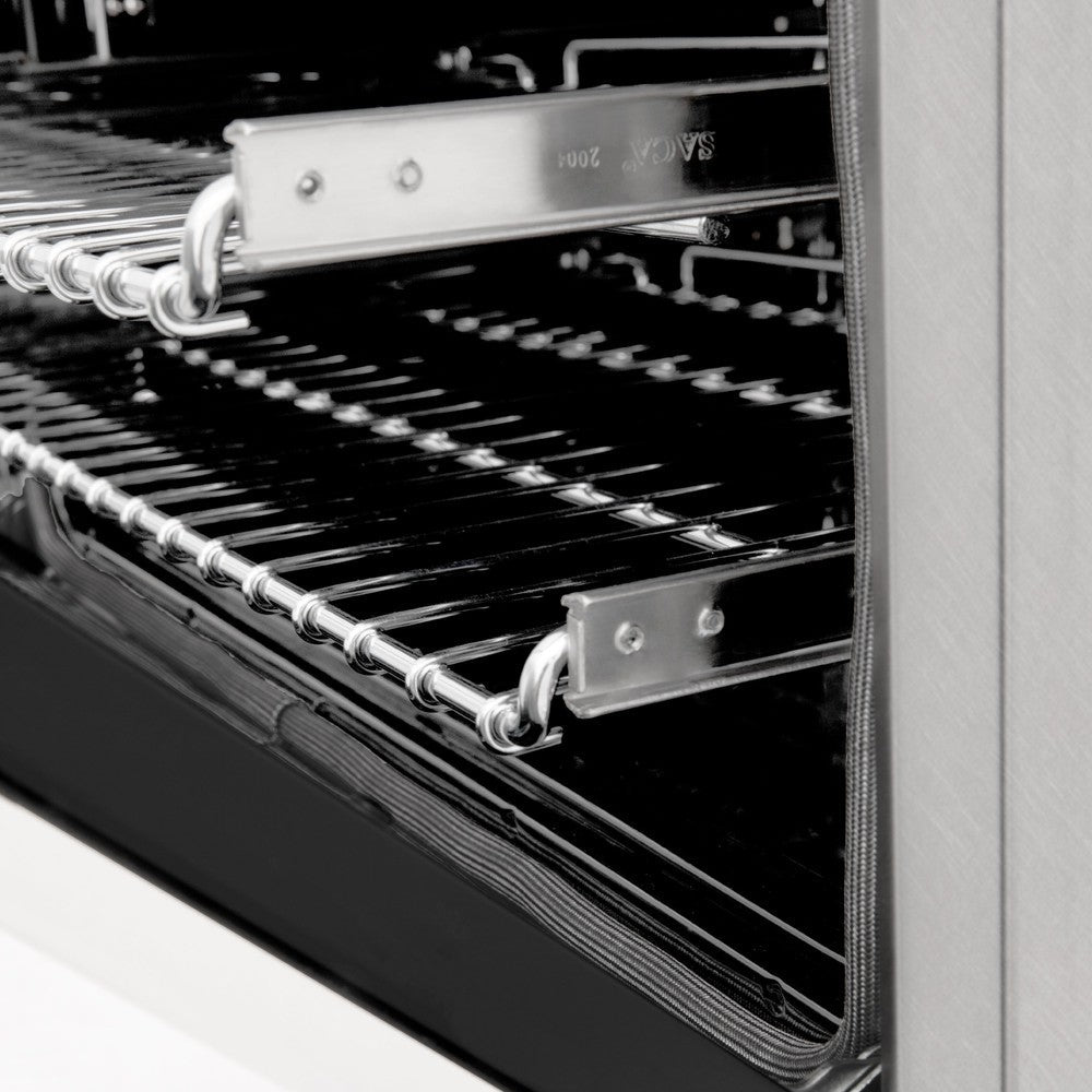 ZLINE 24 in. 2.8 cu. ft. Legacy Dual Fuel Range with 4 Burner Gas Cooktop and Electric Convection Oven in DuraSnow® Stainless Steel and White Matte Door (RAS-WM-24)