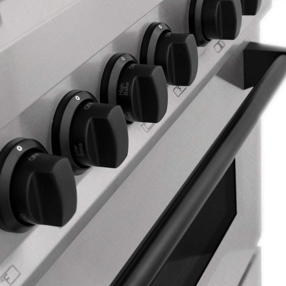 ZLINE Autograph Edition 48 in. 6.0 cu. ft. Legacy Dual Fuel Range with 7 Burner Gas Cooktop and 2 Electric Ovens in DuraSnow® Stainless Steel and Matte Black Accents (RASZ-SN-48-MB)