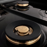 ZLINE Autograph Edition 48 in. Porcelain Rangetop with 7 Gas Burners in DuraSnow® Stainless Steel and Polished Gold Accents (RTSZ-48-G)