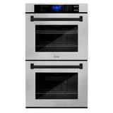 ZLINE Autograph Edition 30 in. Electric Double Wall Oven with Self Clean and True Convection in DuraSnow® Stainless Steel and Matte Black Accents (AWDSZ-30-MB)