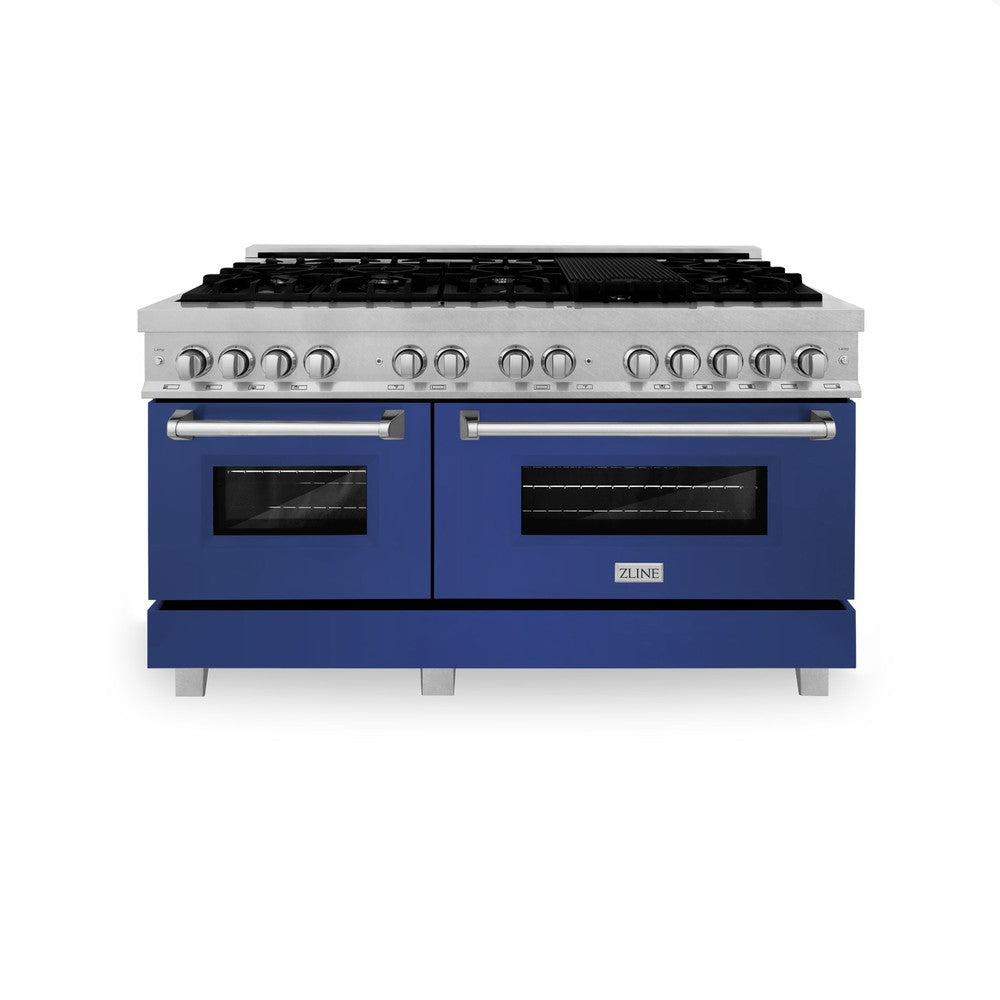 ZLINE 60 in. 7.4 cu. ft. Legacy Dual Fuel Range with 9 Burner Gas Cooktop and 2 Electric Convection Ovens in DuraSnow® Stainless Steel (RAS-SN-60)