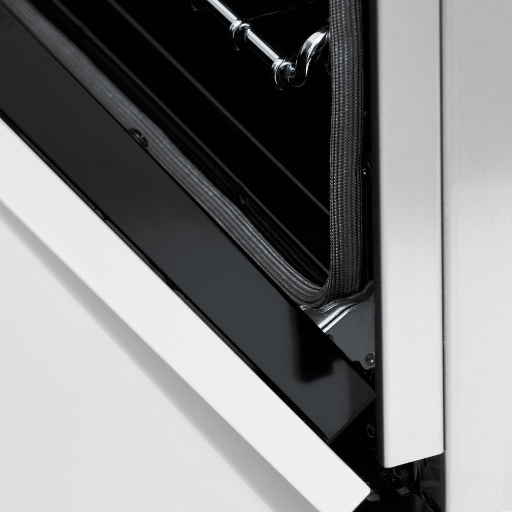 ZLINE Autograph Edition 60 in. 7.4 cu. ft. Legacy Dual Fuel Range with 9 Burner Gas Cooktop and 2 Electric Convection Ovens in DuraSnow® Stainless Steel with White Matte Doors and Matte Black Accents (RASZ-WM-60-MB)