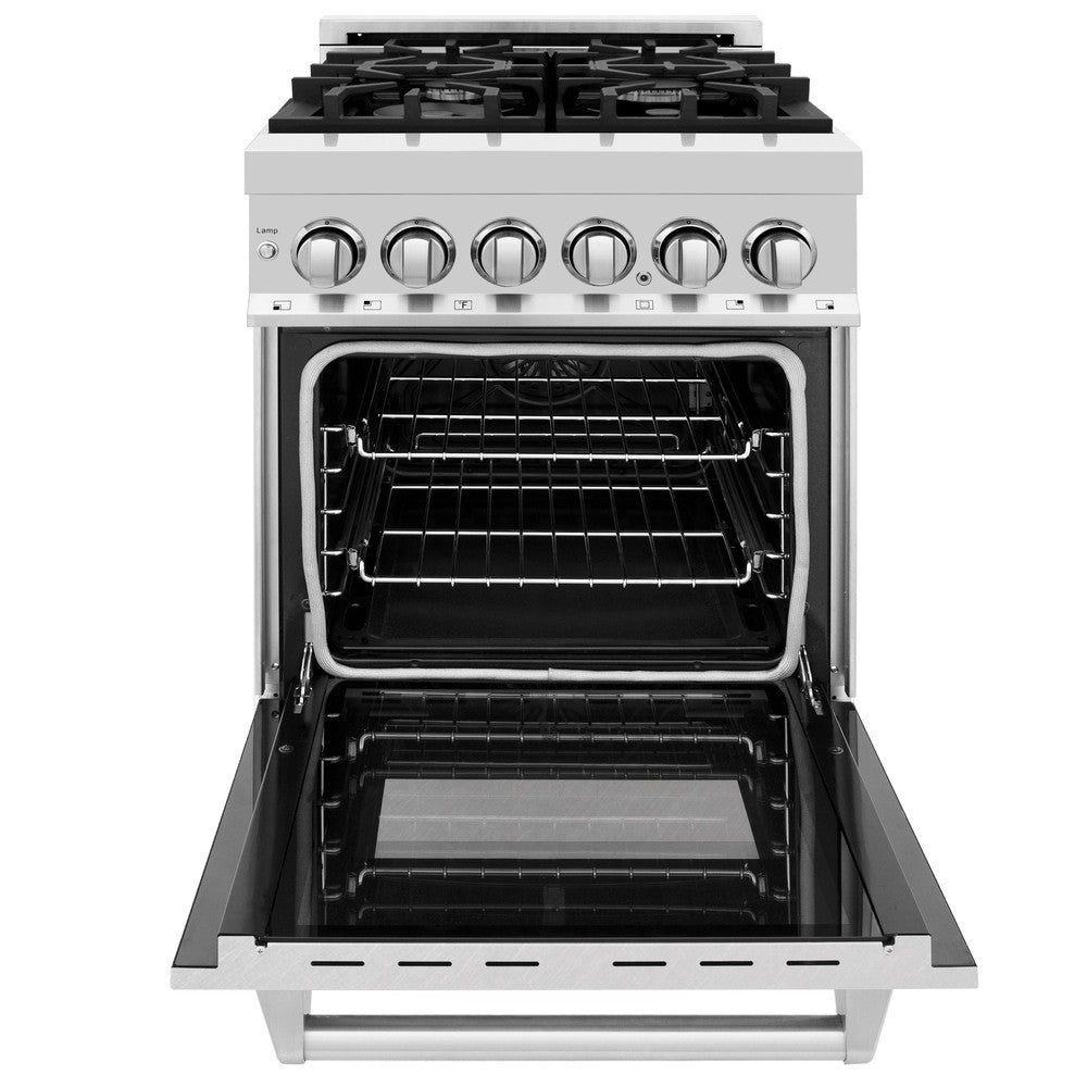 ZLINE 24 in. Professional Dual Fuel Range in Stainless Steel with DuraSnow® Stainless Door (RA-SN-24)