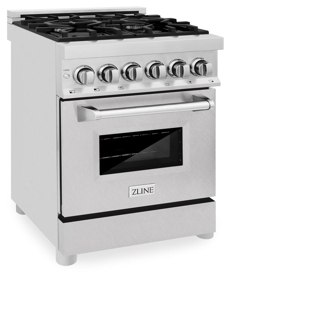 ZLINE 24 in. Professional Dual Fuel Range in Stainless Steel with DuraSnow® Stainless Door (RA-SN-24)
