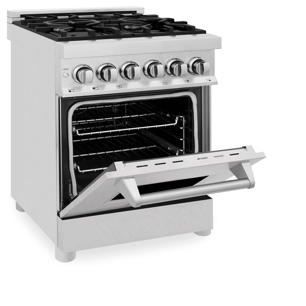 ZLINE 24 in. Professional Dual Fuel Range in Stainless Steel with DuraSnow® Stainless Door (RA-SN-24)