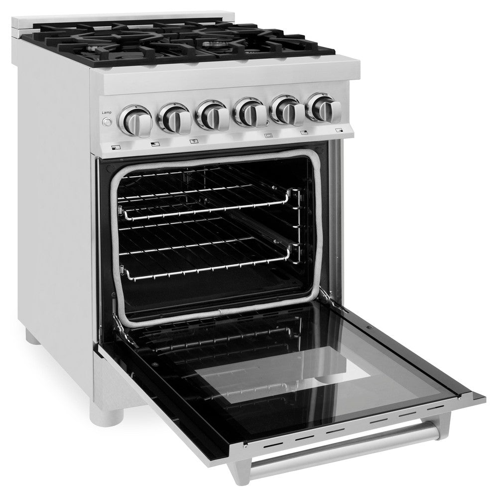 ZLINE 24 in. Professional Dual Fuel Range in Stainless Steel with DuraSnow® Stainless Door (RA-SN-24)