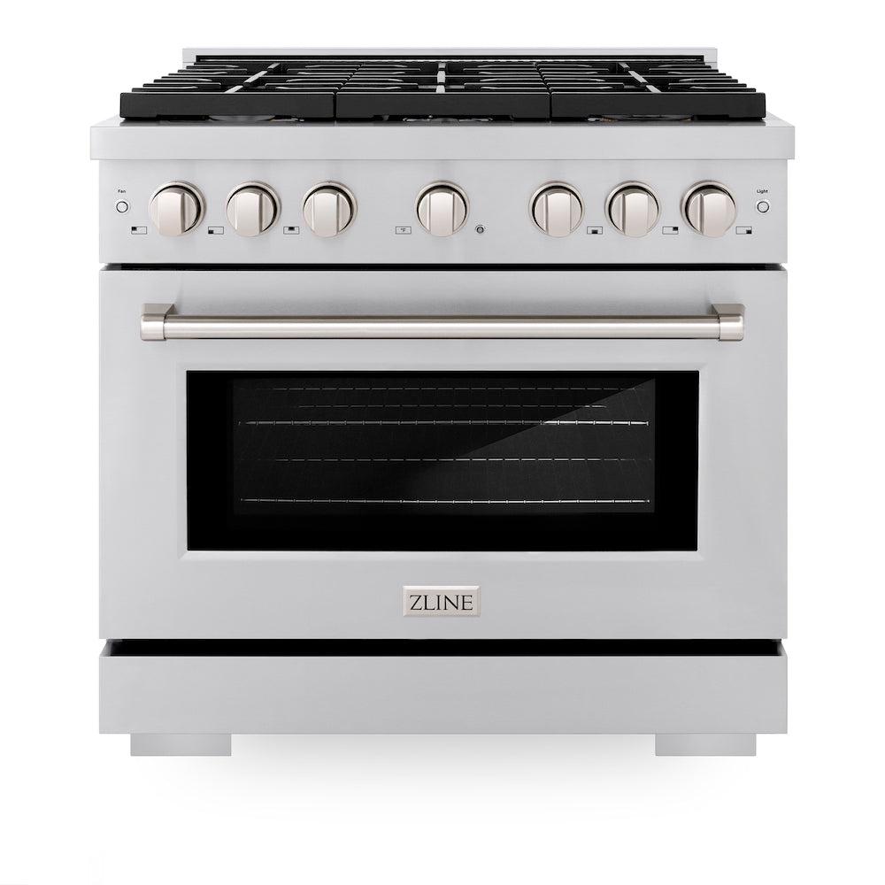 ZLINE 36 in. 5.2 cu. ft. Gas Range with Convection Gas Oven in Stainless Steel with 6 Brass Burners (SGR-BR-36)