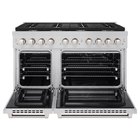 ZLINE 48 In. Freestanding Gas Range in Stainless Steel with Brass Burners (SGR-BR-48)