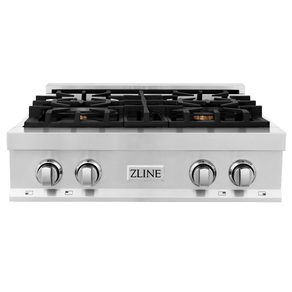 ZLINE 30 in. Legacy Gas Rangetop with 4 Brass Burners and Porcelain Cooktop in Stainless Steel (RT-BR-30)