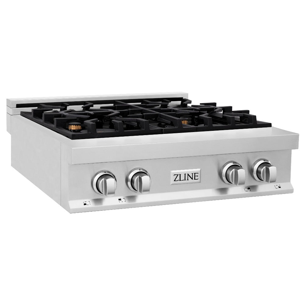 ZLINE 30 in. Legacy Gas Rangetop with 4 Brass Burners and Porcelain Cooktop in Stainless Steel (RT-BR-30)