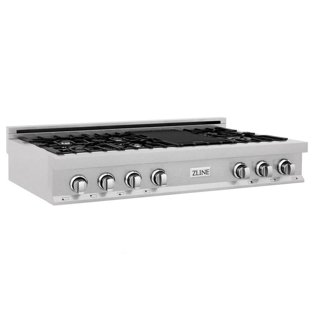 ZLINE 48 in. Legacy Gas Rangetop with 7 Burners and Porcelain Cooktop in DuraSnow® Stainless Steel (RTS-48)