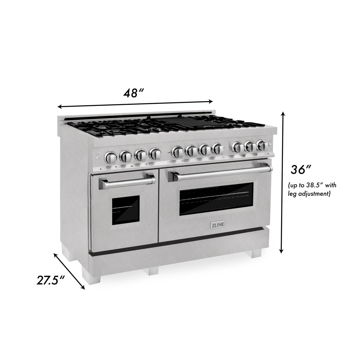 ZLINE 48 in. Kitchen Package with DuraSnow Stainless Dual Fuel Range, Ducted Vent Range Hood and Tall Tub Dishwasher (3KP-RASRH48-DWV)
