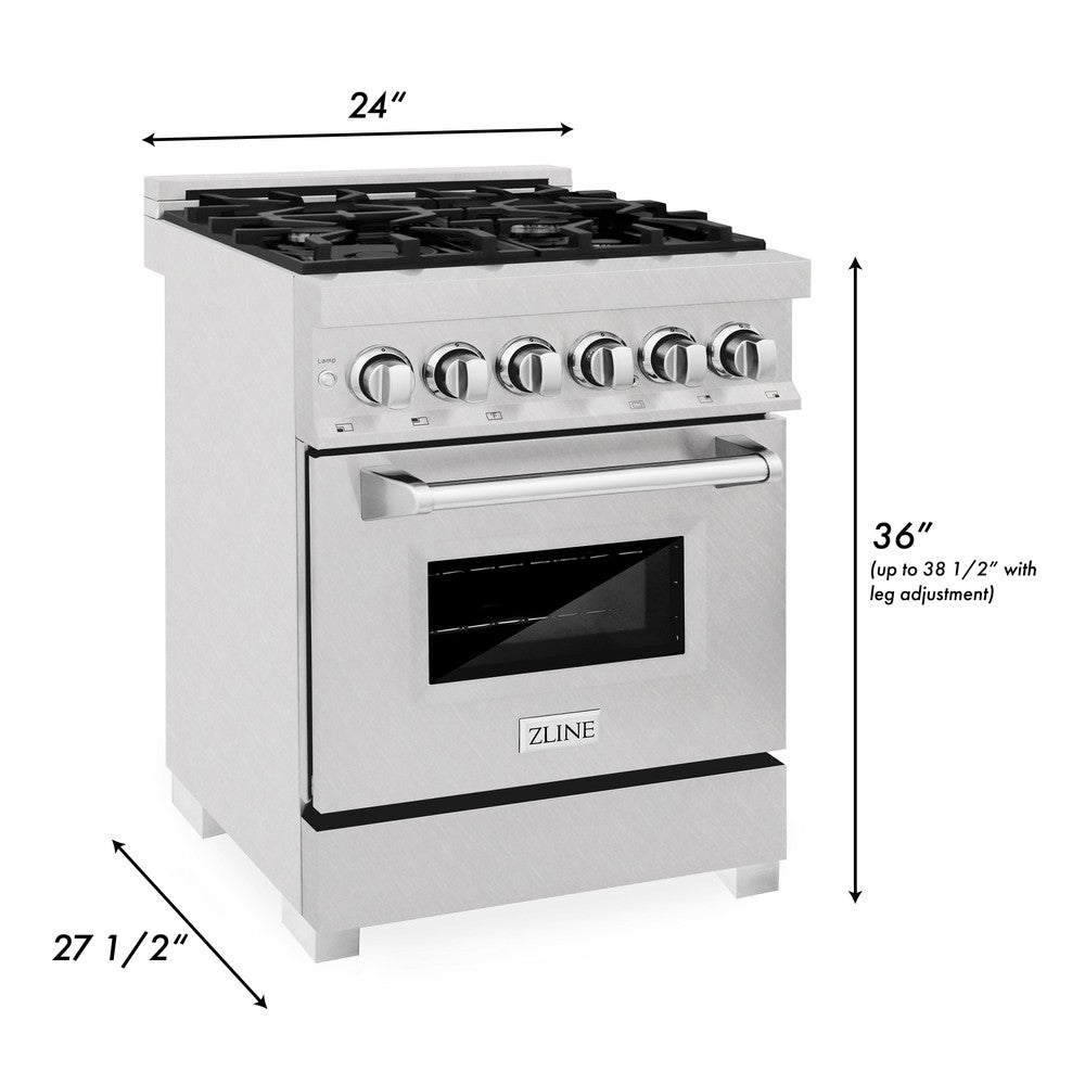 ZLINE 24 in. 2.8 cu. ft. Legacy Dual Fuel Range with 4 Burner Gas Cooktop and Electric Convection Oven in DuraSnow® Stainless Steel (RAS-SN-24)