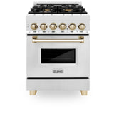 ZLINE Autograph Edition 24 in. 2.8 cu. ft. Dual Fuel Range with Gas Stove and Electric Oven in Stainless Steel with Polished Gold Accents (RAZ-24-G)