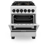 ZLINE Autograph Edition 24 in. 2.8 cu. ft. Dual Fuel Range with Gas Stove and Electric Oven in Stainless Steel with Matte Black Accents (RAZ-24-MB)