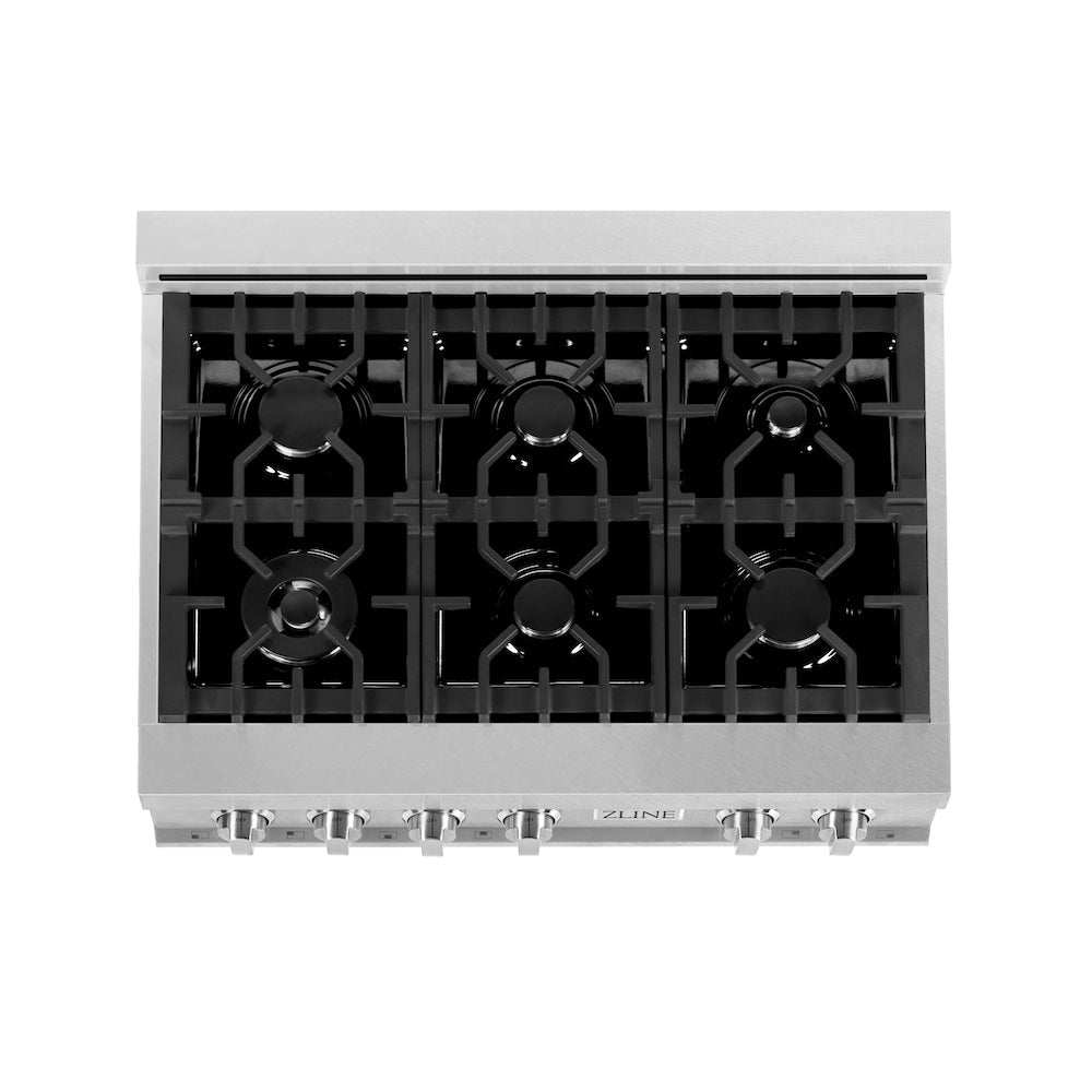 ZLINE 36 in. Legacy Gas Rangetop with 6 Burners and Porcelain Cooktop in DuraSnow® Stainless Steel (RTS-36)