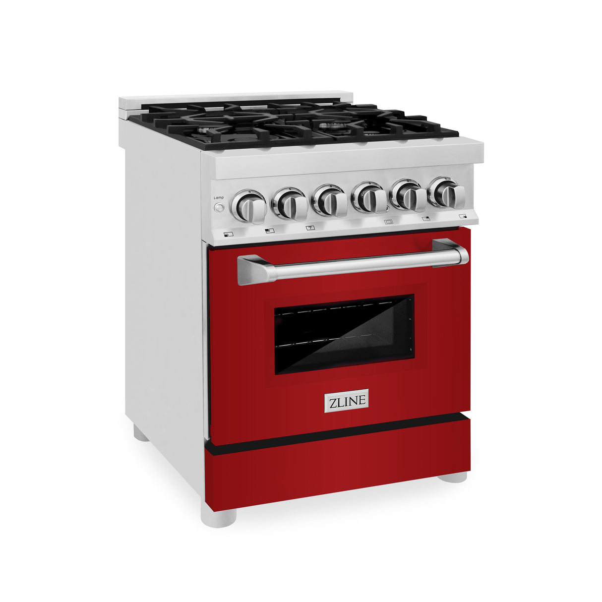 ZLINE 24 in. Professional Dual Fuel Range in Stainless Steel with Red Gloss Door (RA-RG-24)