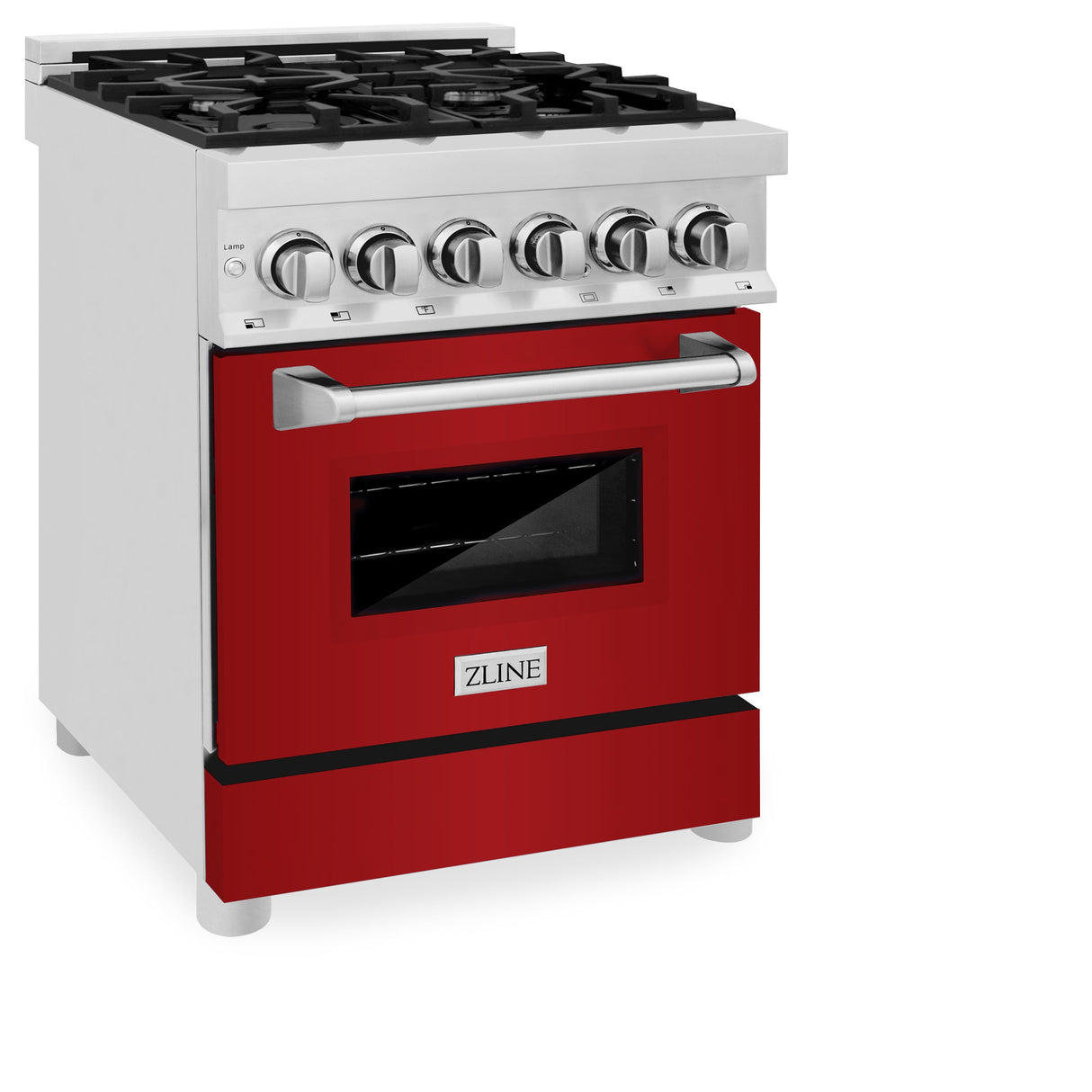 ZLINE 24 in. Professional Dual Fuel Range in Stainless Steel with Red Gloss Door (RA-RG-24)