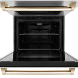 ZLINE Autograph Edition 30 in. Electric Double Wall Oven with Self Clean and True Convection in DuraSnow® Stainless Steel and Polished Gold Accents (AWDSZ-30-G)