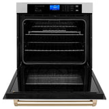ZLINE Autograph Edition 30 in. Electric Single Wall Oven with Self Clean and True Convection in Fingerprint Resistant Stainless Steel and Polished Gold Accents (AWSSZ-30-G)