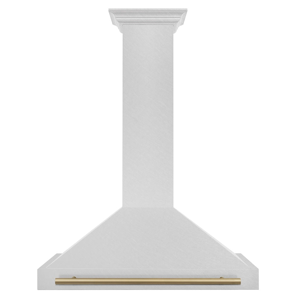 ZLINE Autograph Edition Convertible Fingerprint Resistant DuraSnow® Stainless Steel Range Hood with Champagne Bronze Handle (KB4SNZ-CB)