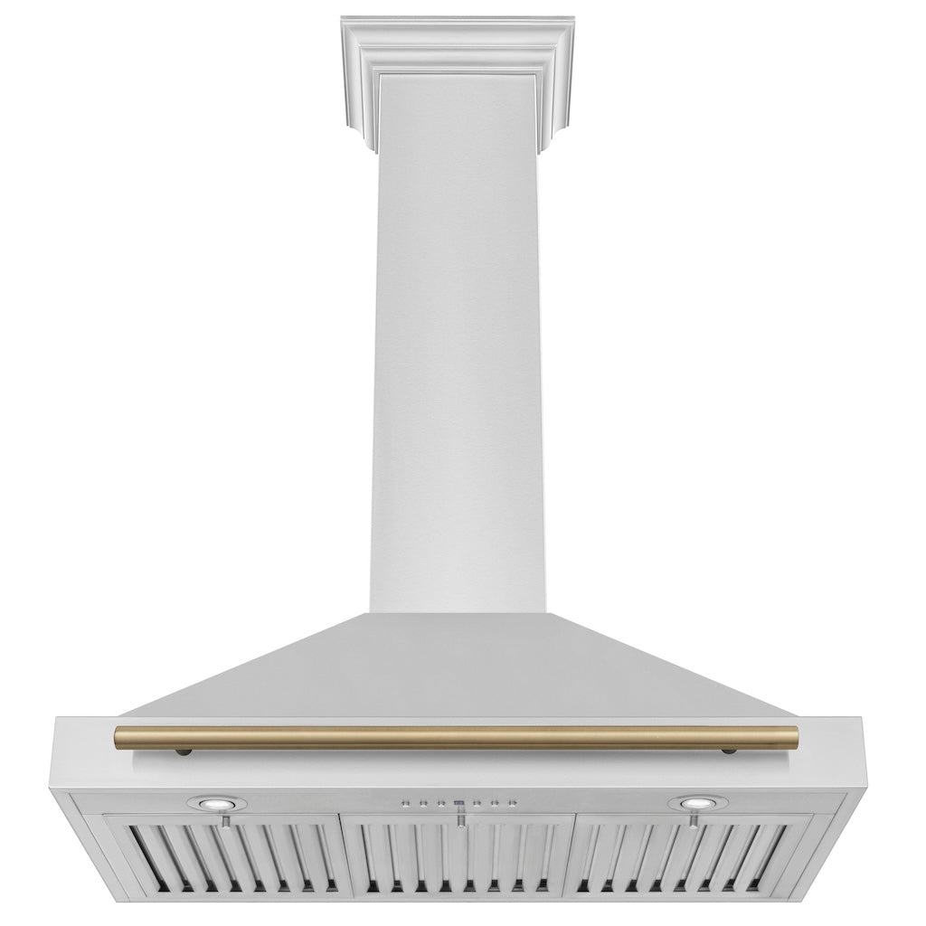 ZLINE Autograph Edition Convertible Stainless Steel Range Hood with Stainless Steel Shell and Champagne Bronze Accents (KB4STZ-CB)