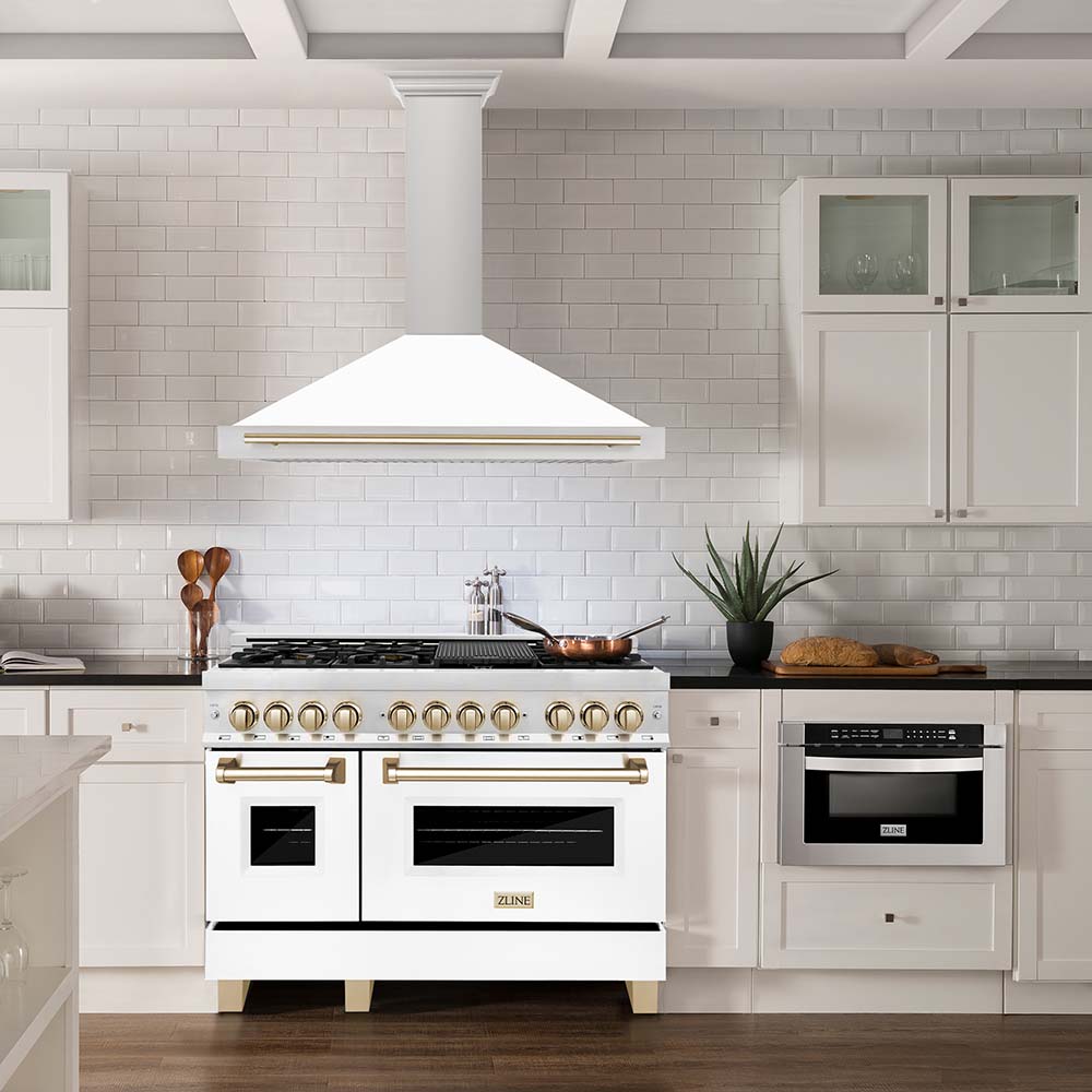 ZLINE Autograph Edition 48 in. Stainless Steel Range Hood with White Matte Shell and Accents (KB4STZ-WM48)