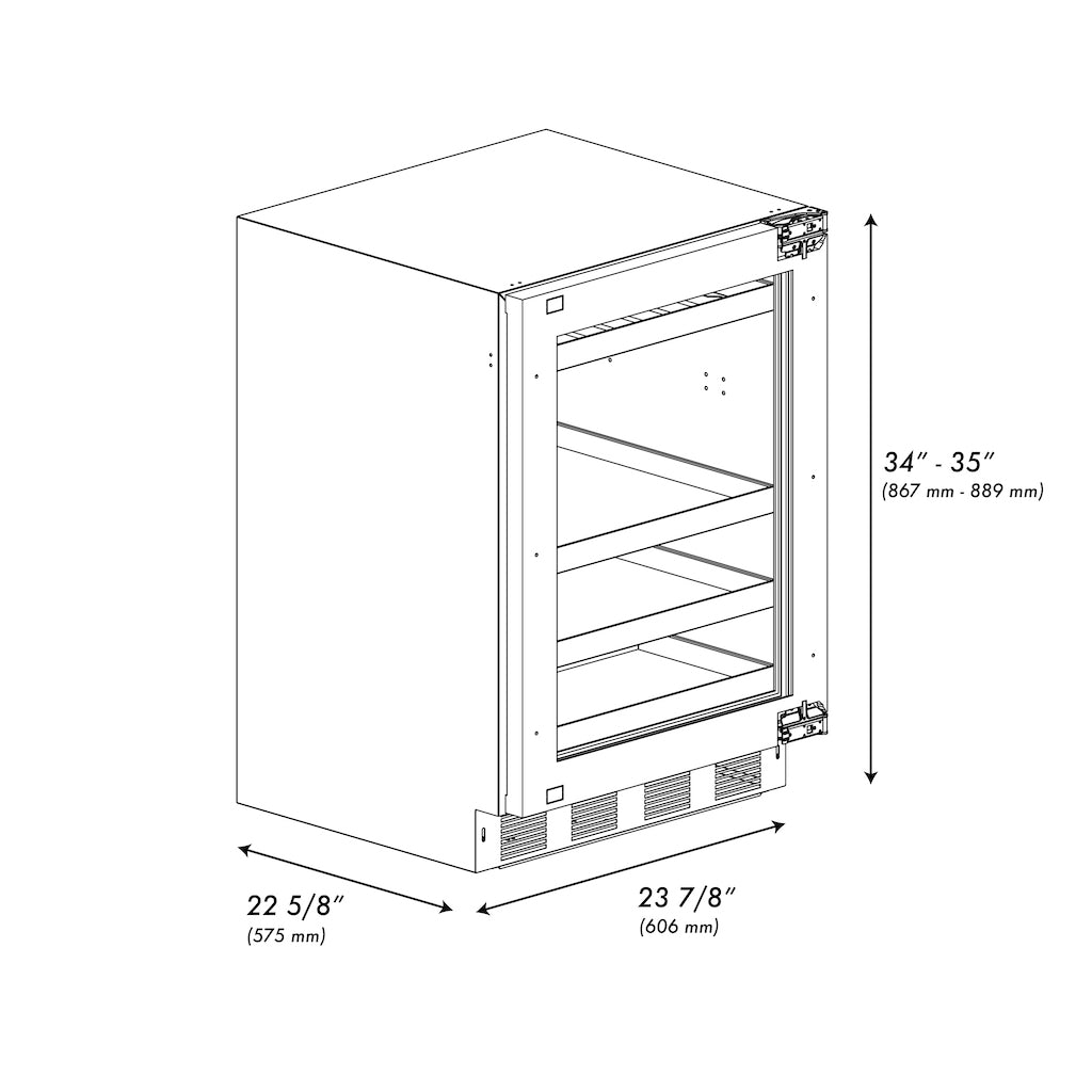 ZLINE 24 in. Touchstone 151 Can Beverage Fridge With Panel Ready Glass Door (RBSPO-24)