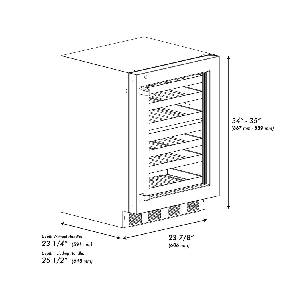 ZLINE 24 in. Touchstone Dual Zone 44 Bottle Wine Cooler With White Matte Glass Door (RWDO-WM-24)