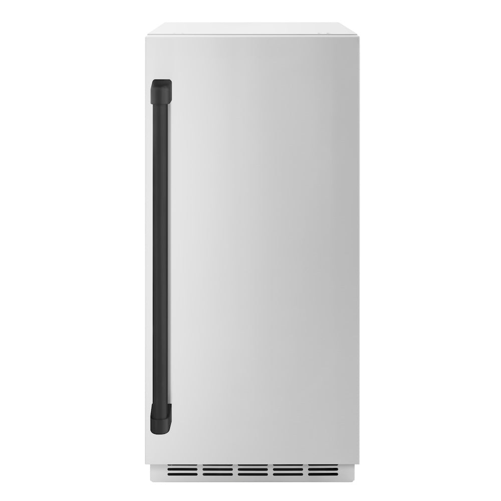 ZLINE Autograph Edition 15 in. Touchstone Gourmet Ice Maker with Drain Pump and Solid Stainless Steel Door with Matte Black Handle (IGMDZ-ST-15-MB)