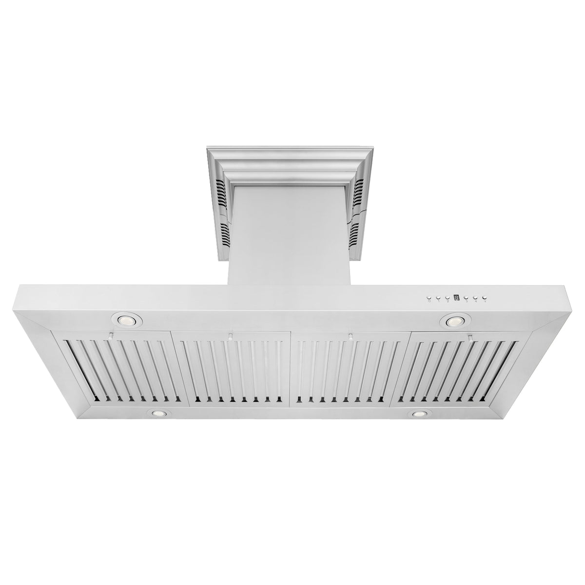 ZLINE Island Mount Range Hood in Stainless Steel with Built-in CrownSound Bluetooth Speakers (KE2iCRN-BT)