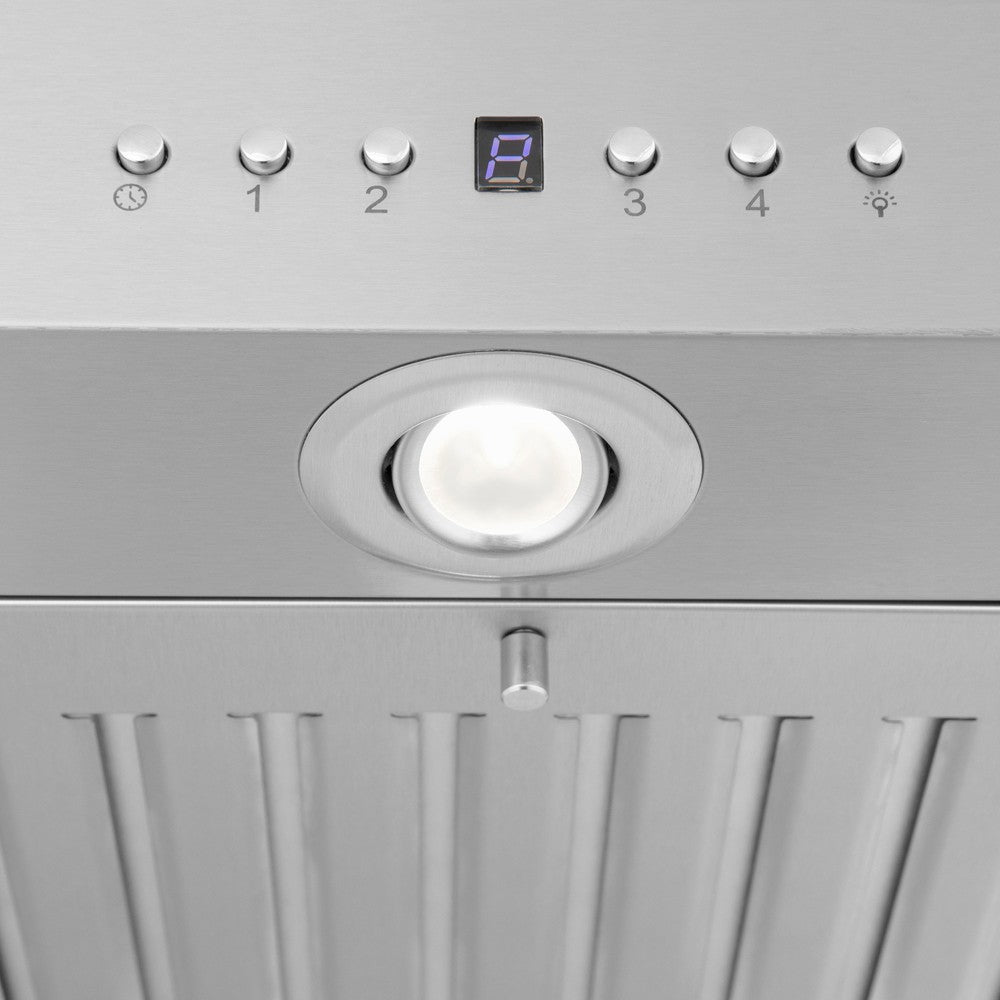 ZLINE Island Mount Range Hood in Stainless Steel with Built-in CrownSound Bluetooth Speakers (KE2iCRN-BT)