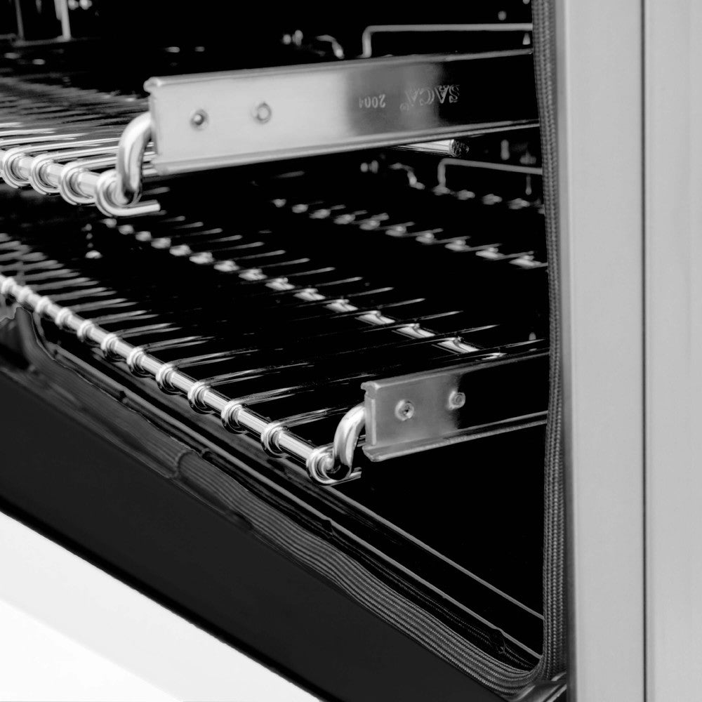 ZLINE 30 in. 4.0 cu. ft. Legacy Dual Fuel Range with 4 Burner Gas Cooktop and Electric Convection Oven in Stainless Steel and White Matte Door (RA-WM-30)