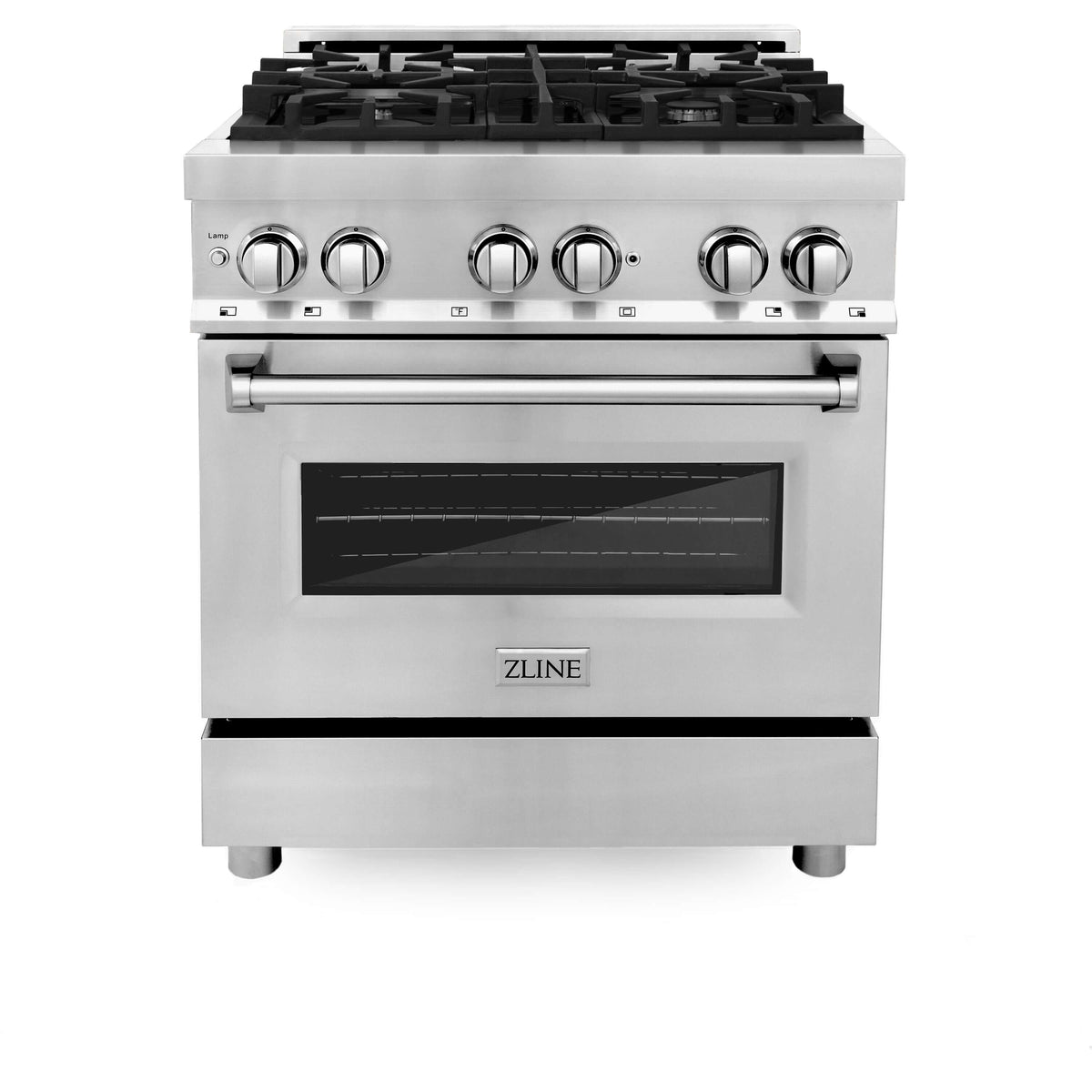 ZLINE Kitchen Package with Stainless Steel 30 in. Dual Fuel Range, 30 in. Over-the-Range Microwave, and 24 in. Dishwasher (3KP-RAOTR30-DW)
